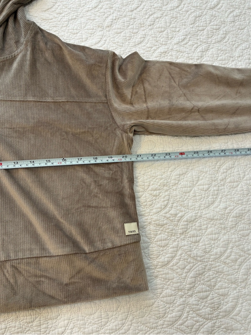 Vuori Haven Half Zip Ribbed Velour Cropped Hoodie Taupe Brown Medium Lounge - Picture 5 of 6